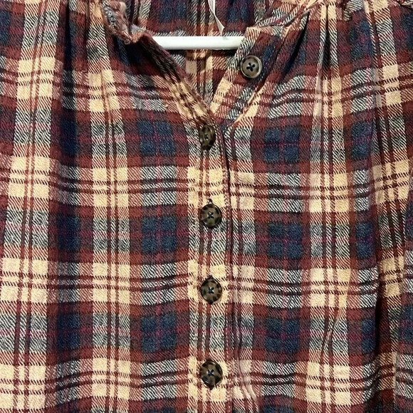 Free People Plaid Northern Bound Flannel Henley top size XS - Picture 3 of 11